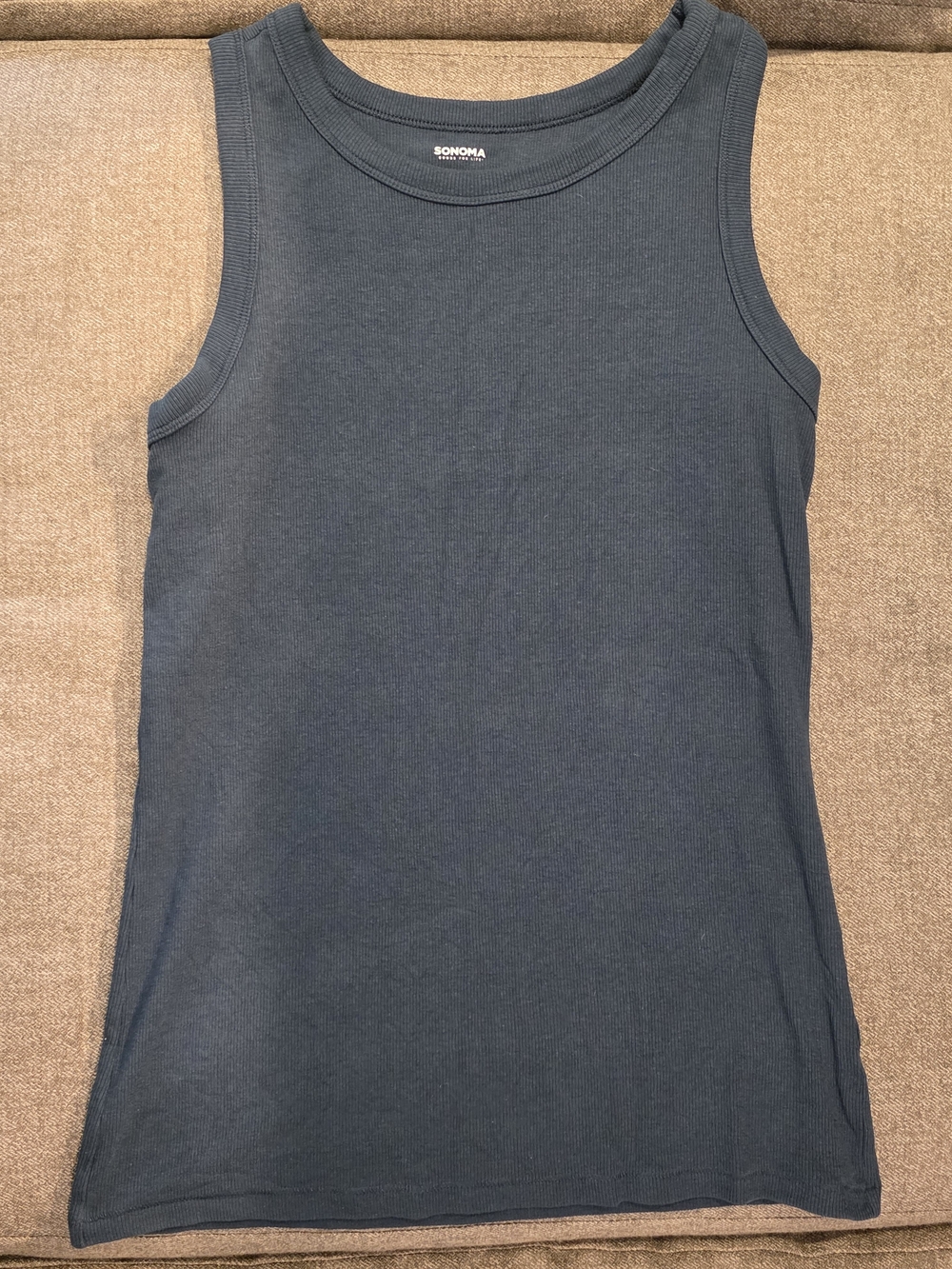 Sonoma Ribbed Crew Neck Tank in Dark Slate